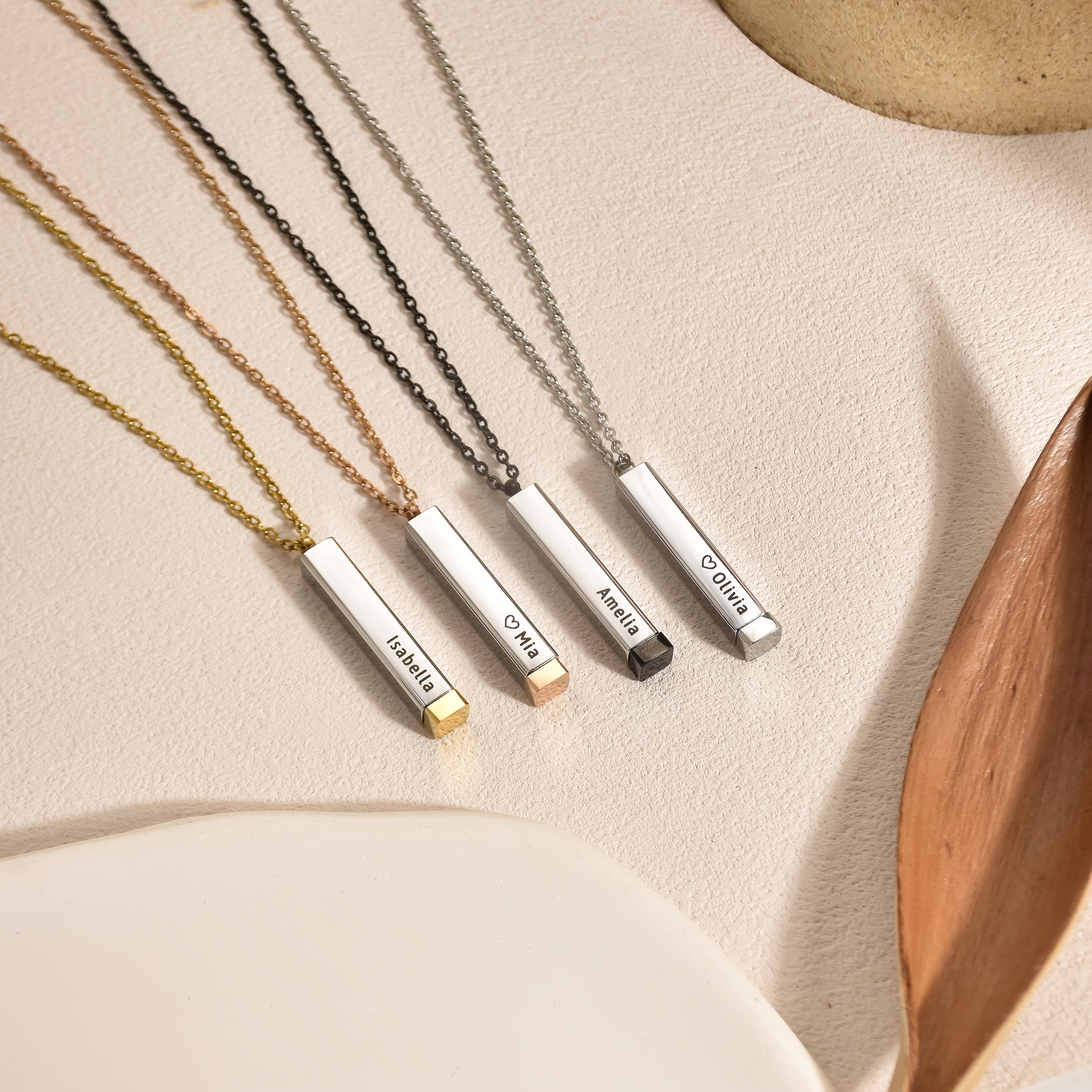Personalized Sliding Necklace with Engraved Secret Message Pendant